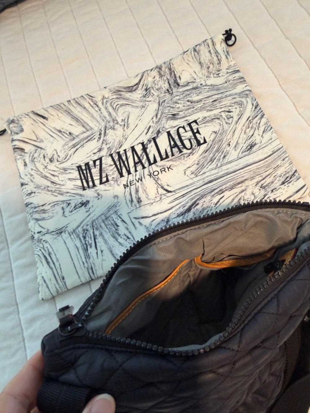 MZ Wallace Metro Flat Xbody Black Quilted Messenger Crossbody - Picture 7 of 12